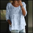 thumbnail image 4 of Womens Floral Babydoll Tops，Beach Vacation Blouses Peplum Tops For Women Boho Floral Tops Women'S Print T Shirt Casual Summer Shirts Womens Boho Tops Lightweight Gauze 3/4 Sleeve Blouses 3XL, 4 of 4