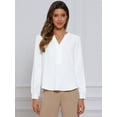 thumbnail image 4 of DARING DIVA Women's Button Front V Neck Long Sleeve Formal Top L White, 4 of 6
