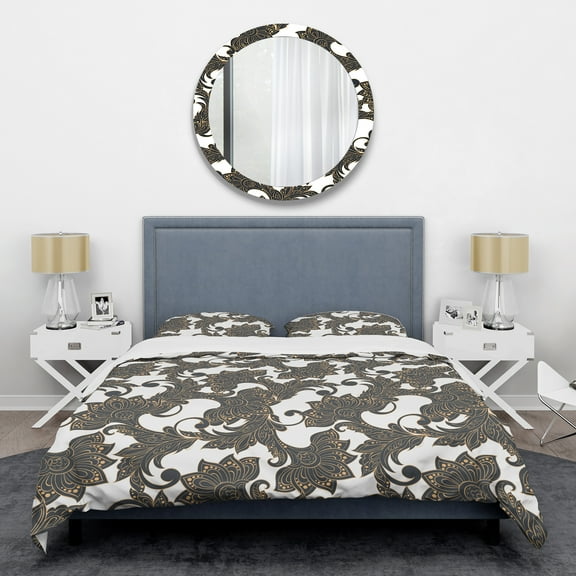 Designart 'Retro Indian Floral Batik I' Mid-Century Modern Duvet Cover Set