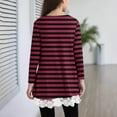 thumbnail image 4 of NAISIBABY Girls Tops with Lace Hem, Fashion Striped Crewneck Long Sleeve Kids Casual Fall T Shirts Wine 4T, 4 of 6