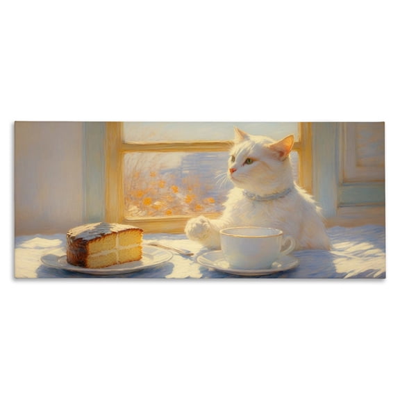 Stupell Industries Farmhouse Sunlit Tea Party Cat Canvas Art, 24 x 10, by Angie Hawke