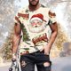 thumbnail image 1 of Tops para hombre, blusas y camisas de manga corta con cuello redondo para hombre, jersey informal con cuello redondo estampado para hombre, pantalones cortos deportivos para fitness, blusa de poliéste, 1 of 5