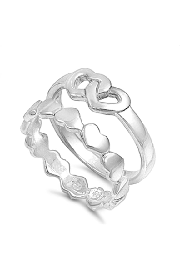 Stackable Heart Knot Purity Ring Set .925 Sterling Silver Band Jewelry Female Male Unisex Size 10