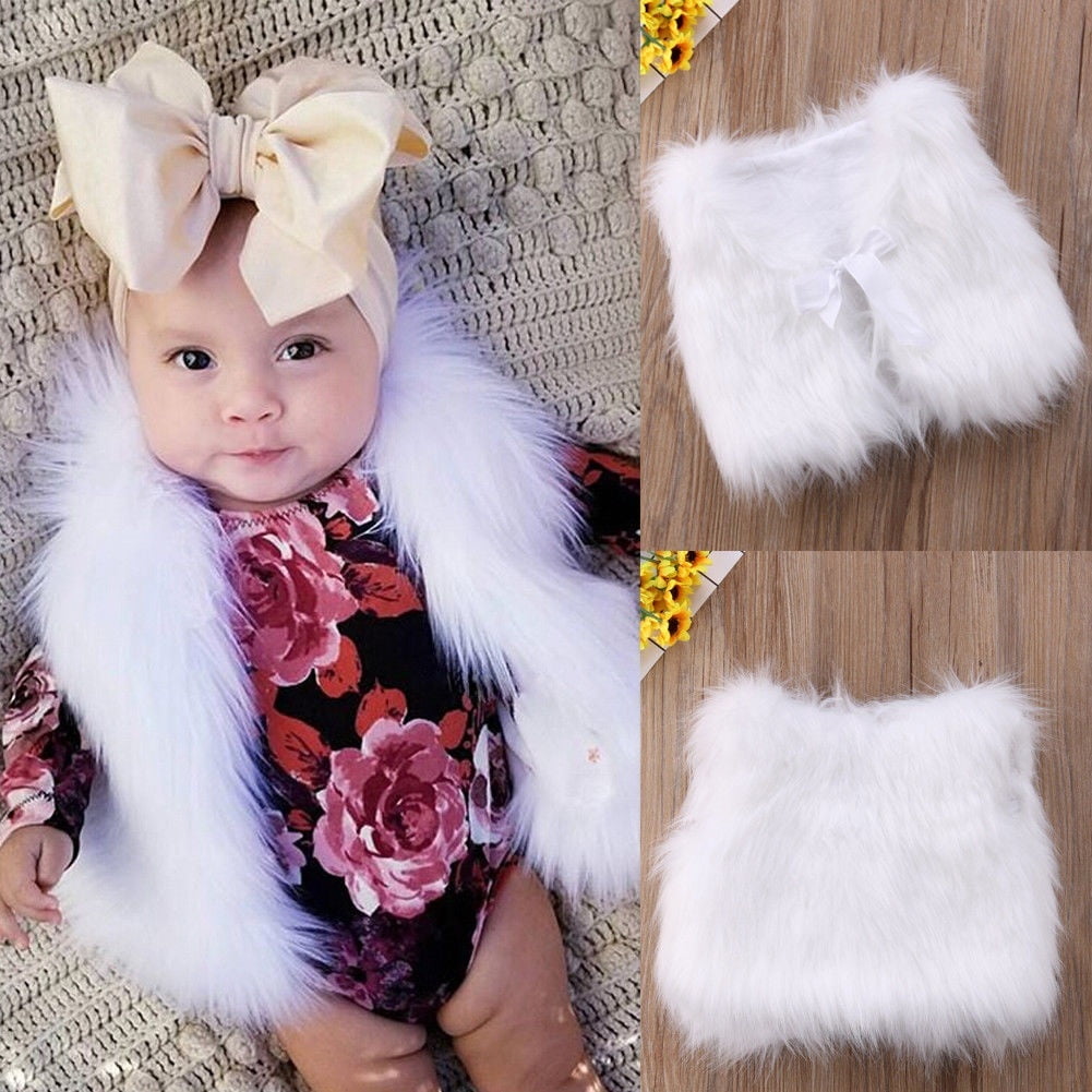 TheFound Toddler Baby Girl Cute Vest Jacket Faux-Fur Solid Color Spring Outfit Tank for Kids 