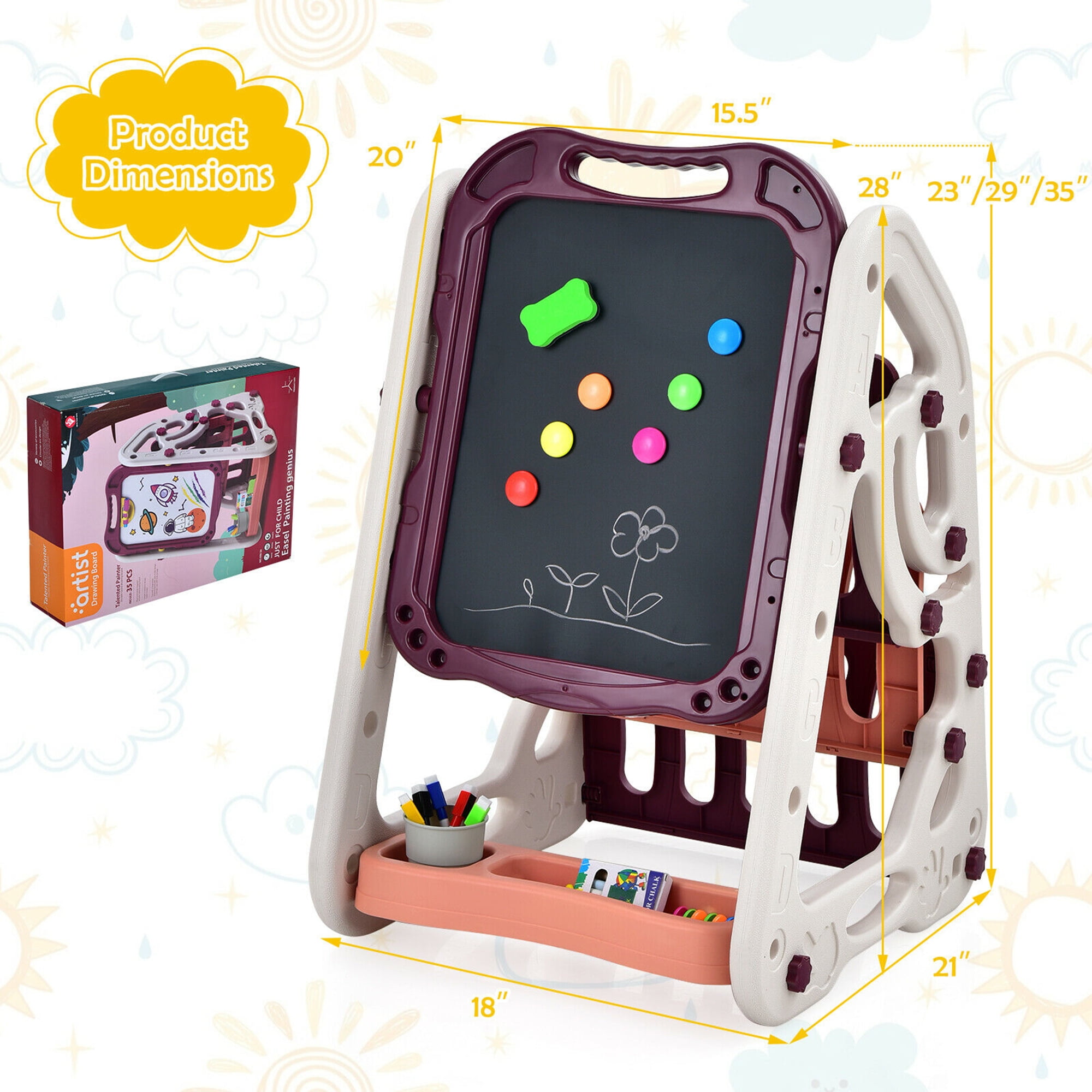 Gymax 28" Polypropylene Tabletop Art Easel (34 Pieces)