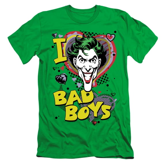 DC Comics I Heart Bad Boys 2 S/S Adult 30/1 T-Shirt Kelly Green