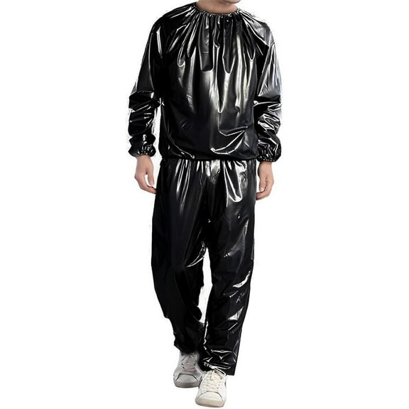 TureClos Adults Home Salon Sauna Suit Exercise Sweat Weight Loss Jacket Reusable Washable Sports Suits Clothes Sports Gear Black XXXL
