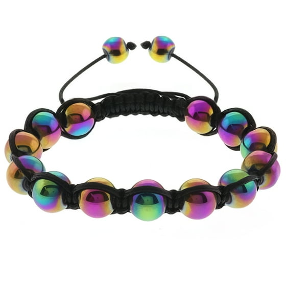 Stunning 10mm Hot 13 Crystal Ball Adjustable Mens Bracelet