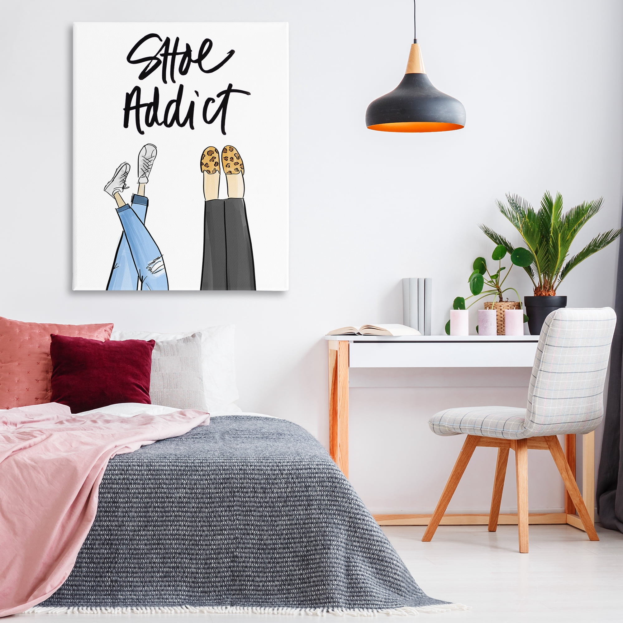 Stupell Industries Shoe Addict Phrase Beauty & Fashion Painting Gallery Wrapped Canvas Art Print Wall Art, 36 x 48