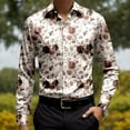 thumbnail image 2 of Men Shirts Long Sleeve Button Down Collared Vintage Floral Printed Tops Fashion Party Comfortable Free Slim Fit Men Dress Shirt, 2 of 5