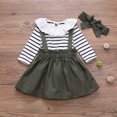 thumbnail image 2 of Odeerbi Clearance Toddler Baby Girls Outfits Ruffle Collar Clothes Cute Stripe Romper Skirt Suit, 2 of 9