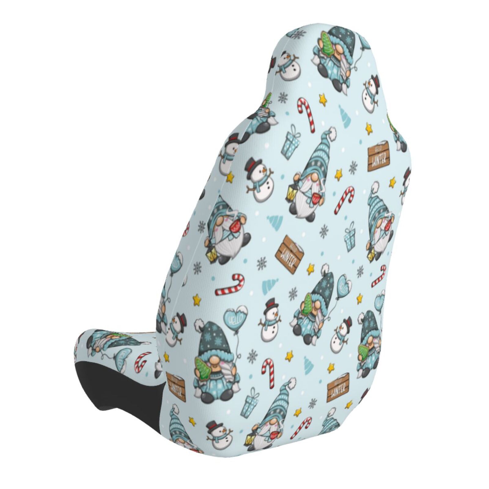 Naloa Winter Wonderland Light Blue Car Seat Covers Universal Front Seat Coves for Car Accessories ,Padded Car Covers for Automotive, SUV, Truck, and Van