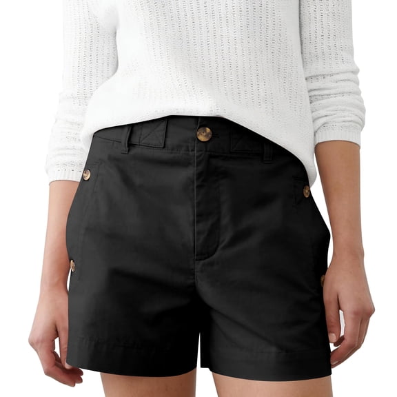 Women's Casual Shorts with Pockets - Black, Size L