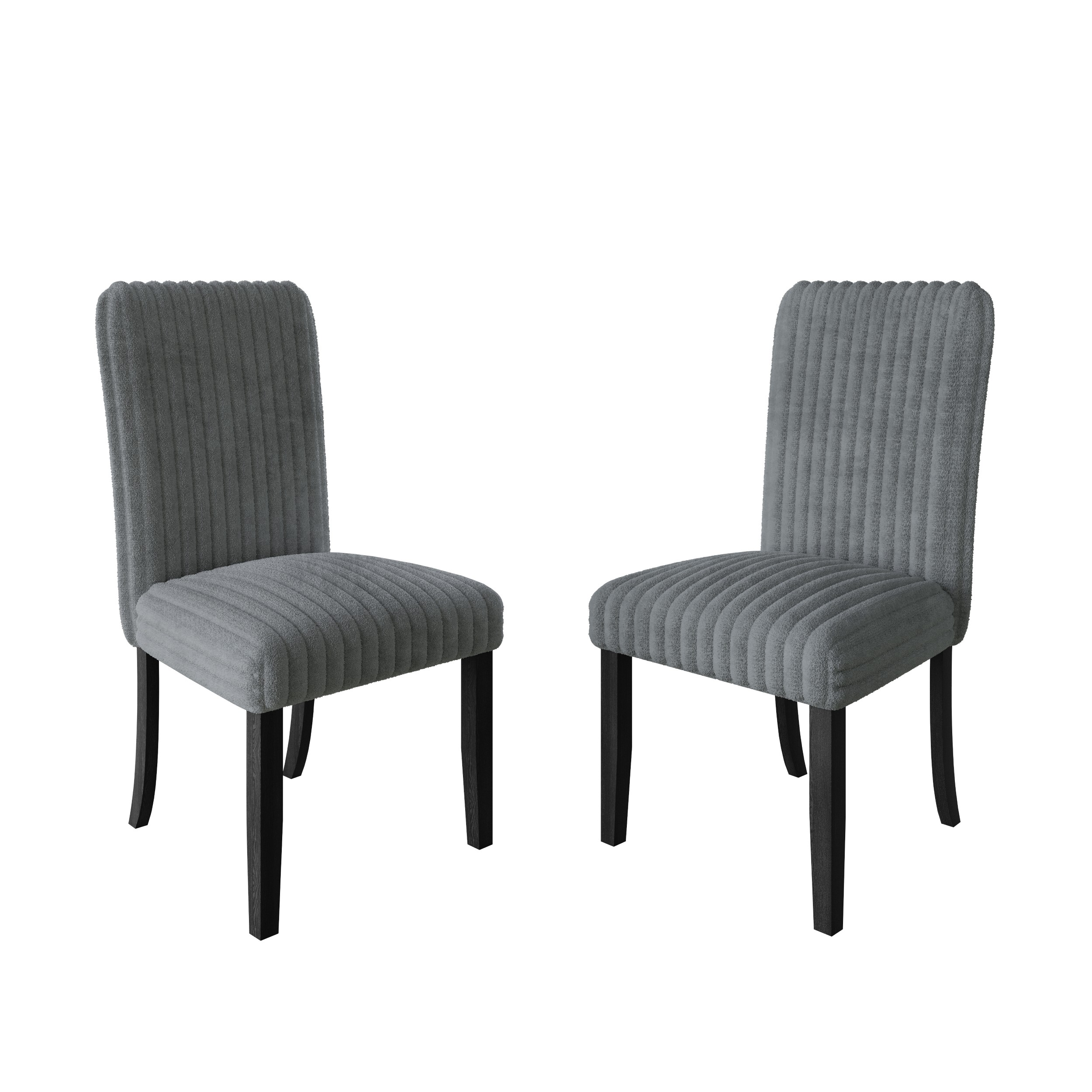 Home Design Guymon Dining Chair (Set of 2), Black/Gray, Cushioned Seat, Slat-Back Design, Comfortable Seating, Sturdy Frame, Modern Style, Durable Construction