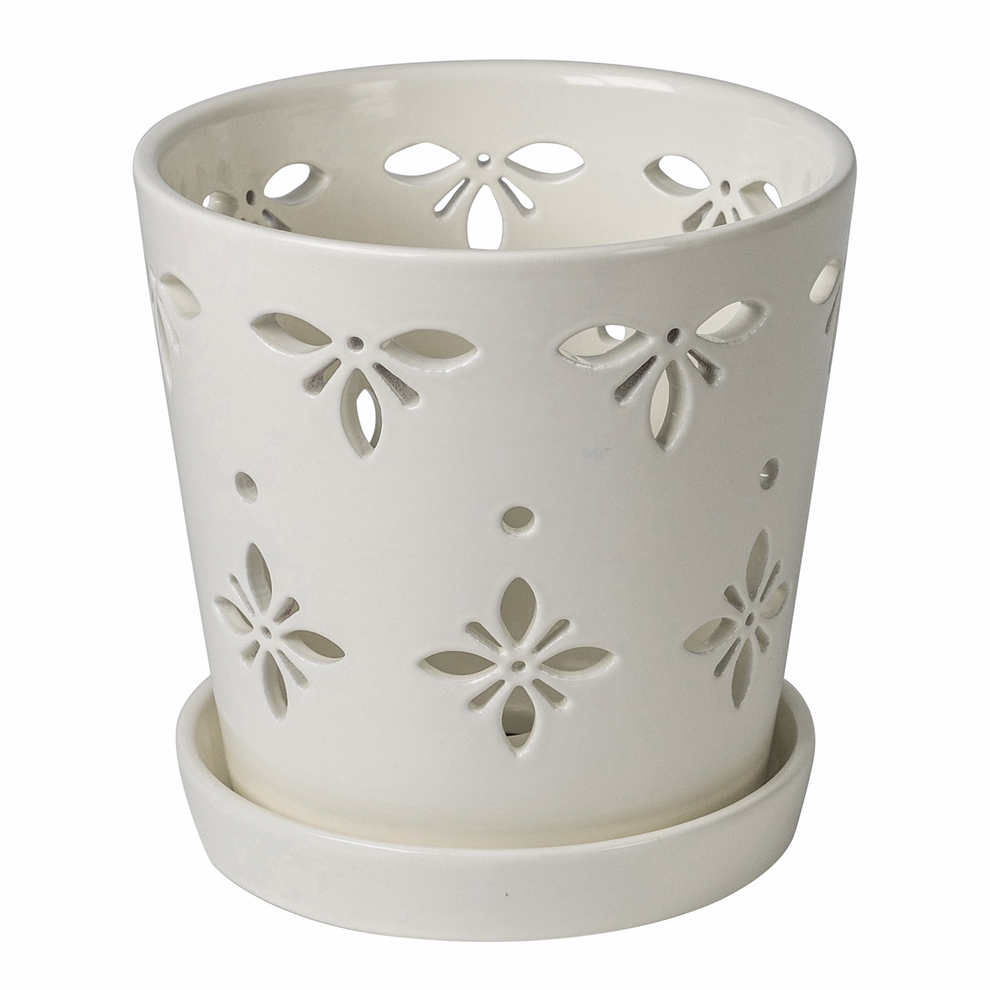 Mainstays 6" x 6" x 6" Round White Ceramic Orchid Plant Planter