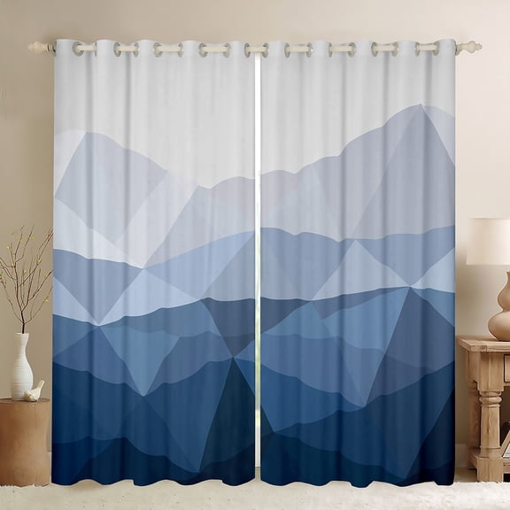jejeloiu Modern Asbtract Geometric Curtains Pack of 2 (42x84 Each),Minimalsit Style Curtains Blackout,White Blue Ombre Bedroom Curtains For Girls Boys,Microfiber Bedroom Decor