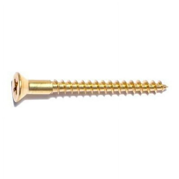 #8 x 1-3/4" Brass Phillips Flat Head Wood Screws WSFB-268 (100 pcs)