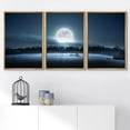 thumbnail image 2 of wall26 - 3 Piece Framed Canvas Wall Art - The Moon Rising Over The Forest and Meadow in The Cold and Misty Morning - Modern Home Art Stretched and Framed Ready to Hang - 16"x24"x3 NATURAL, 2 of 5