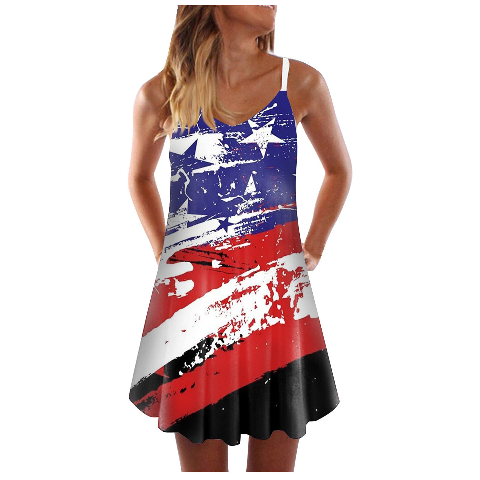 halter dresses for women American Flag Women's Summer Sleeveless Stars ...