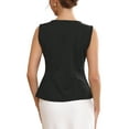 thumbnail image 3 of INSPIRE CHIC Women's Sleeveless Formal Top Button Decor Round Neck Cropped Peplum Vest Tops S Black, 3 of 5