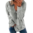 thumbnail image 2 of 2023 Chandail en Molleton de Mode pour Femmes 50 % de Rabais Liquidation Hauts pour Femmes Automne Manches Longues Chandail Ample Chemise Habillée Décontractée Dames Chandails en Molleton à Rayures Col Rond, 2 of 5