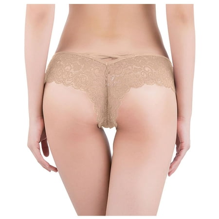 

YDKZYMD Women Thong Lace Underwear Panties Seamless Low Rise Hipster Breathable No Show Thongs 1 Pack