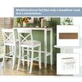 thumbnail image 2 of 48 inch Farmhouse Bar Table Set 3-Piece, Rectangular Wood Bar Height Dining Set with 2 Upholstered Chairs, Kitchen Breakfast Nook Set for Small Spaces, Beige, Brown and White, 2 of 14