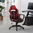 thumbnail image 2 of Pemberly Row Gaming Chair in Black Faux Leather with Red Accents, 2 of 9