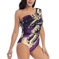 thumbnail image 3 of Goofa Astronaut Floating purple Space Pattern Women's One Piece Swimsuits Tummy Control Bathing Suits Asymmetric One Shoulder Swimwear-Large, 3 of 6