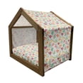 thumbnail image 2 of Turtle Pet House, Pre- Themed Cartoon Design Happy Turtle in Random Alignment, Outdoor & Indoor Portable Dog Kennel with Pillow and Cover, 5 Sizes, Multicolor, by Ambesonne, 2 of 5