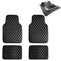 FH Group Universal Fit Diamond Pattern Floor Mats Leather For Car SUV Van Black w/ Black Dash Pad F12002BLACK-FH1002BLACK