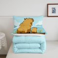 thumbnail image 5 of Manfei Cute Capybara Queen Comforter Set,Kawaii Wildflower Print Comforter Sets Queen,Blue,Reversible,3 Pieces,1 Comforter and 2 Pillowcases, 5 of 7