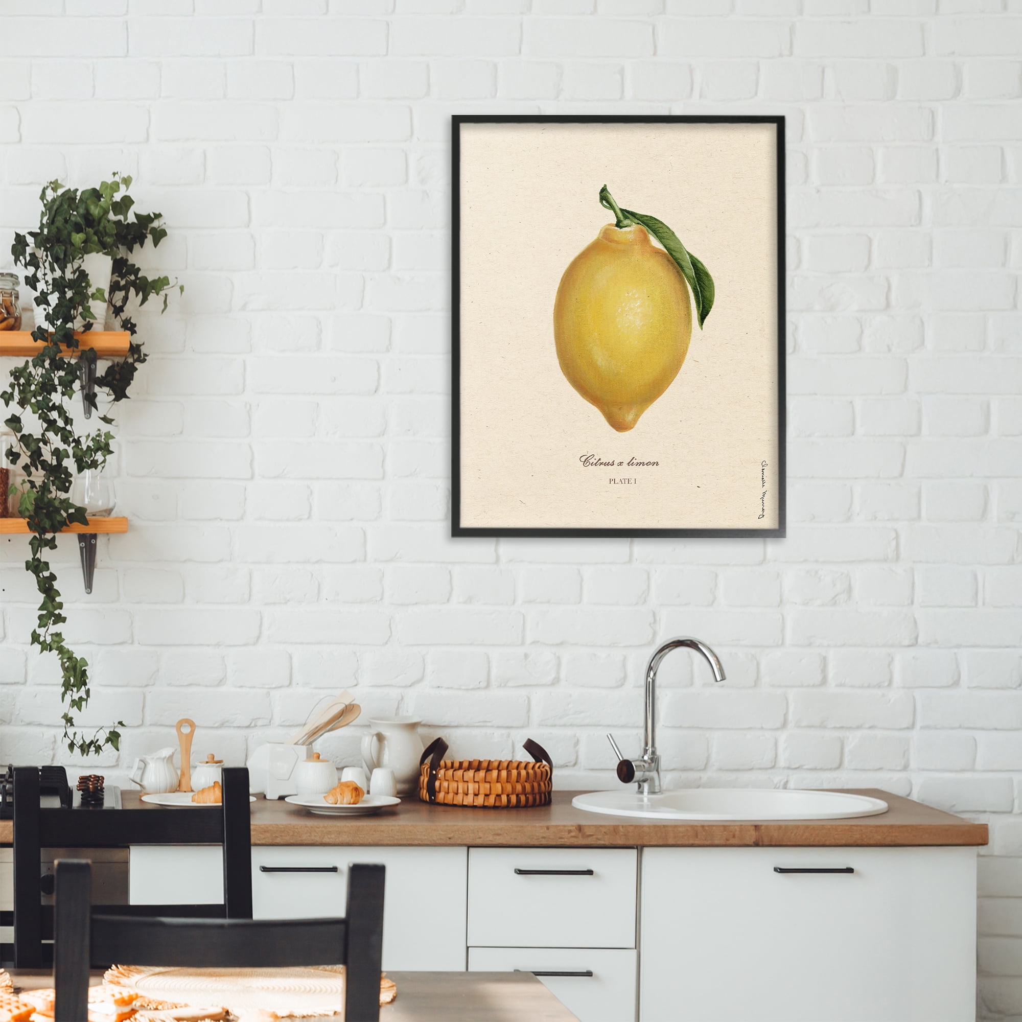Stupell Industries Lemon Fruit Portrait Black Framed Giclee Art, design by Danielle Murray
