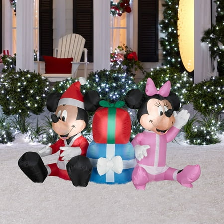 4' Tall Airblown Christmas Inflatable Disney Mickey Mouse and Minnie ...