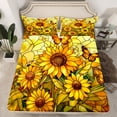 thumbnail image 2 of Homewish Abstrsct Chic Sunflower Queen Sheet Sets,Rustic Flower Floral Flat Sheet,Yellow Flying Butterflues Queen Fitted Sheet For Girl Teens,Super Cozy Room Decor,4 Pieces, 2 of 7