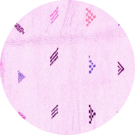 Ahgly Company Indoor Round Solid Pink Modern Area Rugs, 8' Round