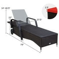 thumbnail image 2 of Gymax 2PCS Cushioned Outdoor Wicker Lounge Chair w/ Wheel Adjustable Backrest Red & Off White, 2 of 7