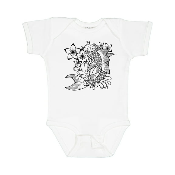 Inktastic Koi Fish Illustration Black Boys or Girls Baby Bodysuit