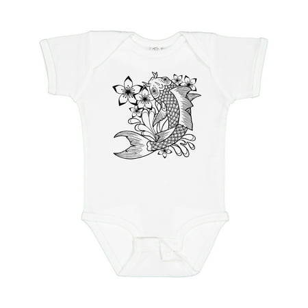 

Inktastic Koi Fish Illustration Black Gift Baby Boy or Baby Girl Bodysuit