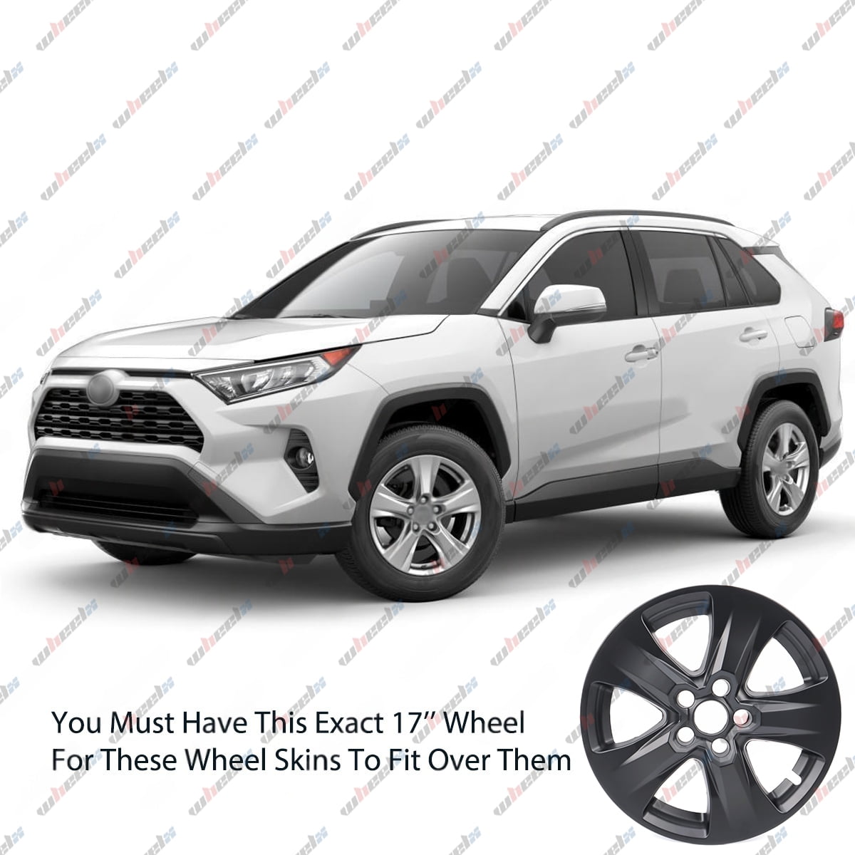 17 inch Hubcap Wheel Skin Covers Compatible with 2019-2025 Toyota RAV4 XLE Hybrid XLE, Durable ABS Plastic Tire Rim Covers (Set of 4), Standard Wheels - Snap On Replacement (Matte Black)