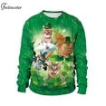 thumbnail image 2 of Chándal verde para hombre, sudaderas con estampado de animales del Día de San Patricio, ropa de calle con plantas de otoño, 2 of 4