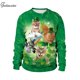 thumbnail image 2 of Chándal verde para hombre, sudaderas con estampado de animales del Día de San Patricio, ropa de calle con plantas de otoño, 2 of 4