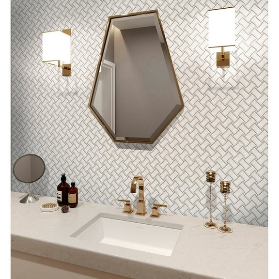 Apollo Tile 5 Pack White 11-in. x 11-in. Curved Basketweave Polished Marble Mosaic Tile (4.20 Sq ft/case)