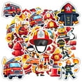 thumbnail image 3 of 35pcs-50pcs Cartoon Firefighter Stickers Emergency Stickers Funny Children Stickers for Luggage Laptop, 3 of 9