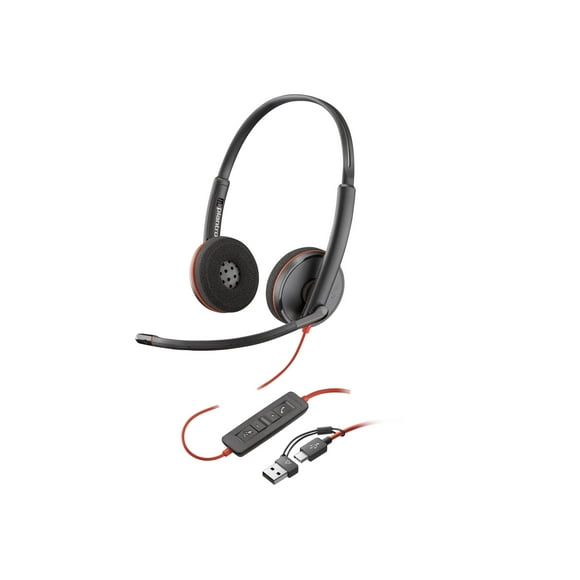Poly Blackwire 3220 - Blackwire 3200 Series - headset - on-ear - wired - USB-C - black - Skype Certified, Cisco Jabber Certified, Avaya Certified, UC certified