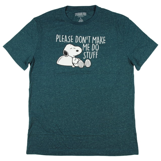 Peanuts Snoopy Please Don't Make Me Do Stuff Graphic T-Shirt (Teal With White Script, XX-Large)