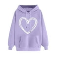 thumbnail image 1 of Plebaso Sweat à Capuche pour Femmes Mignon Cœur Manches Longues Décontracté avec Poches, 1 of 5