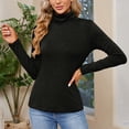 thumbnail image 2 of Rovga Women Sweater Tight Fitting High Elastic Solid Color Long Sleeve Turtleneck Cotton Tops Trendy Streetwear, 2 of 5