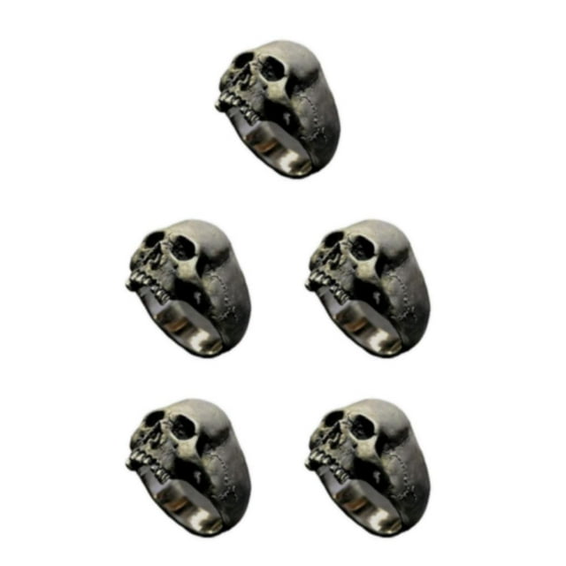 Decodeary Gothic Punk Horror Skull Rings Excellent Suitable For Many Occasions Easy silver 10 5Set