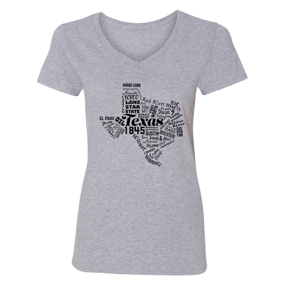Inktastic Texas Word Salad State Outline Women's V-Neck T-Shirt